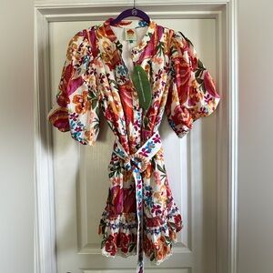 NWT FARM Rio “Spring Bananas” belt mini dress